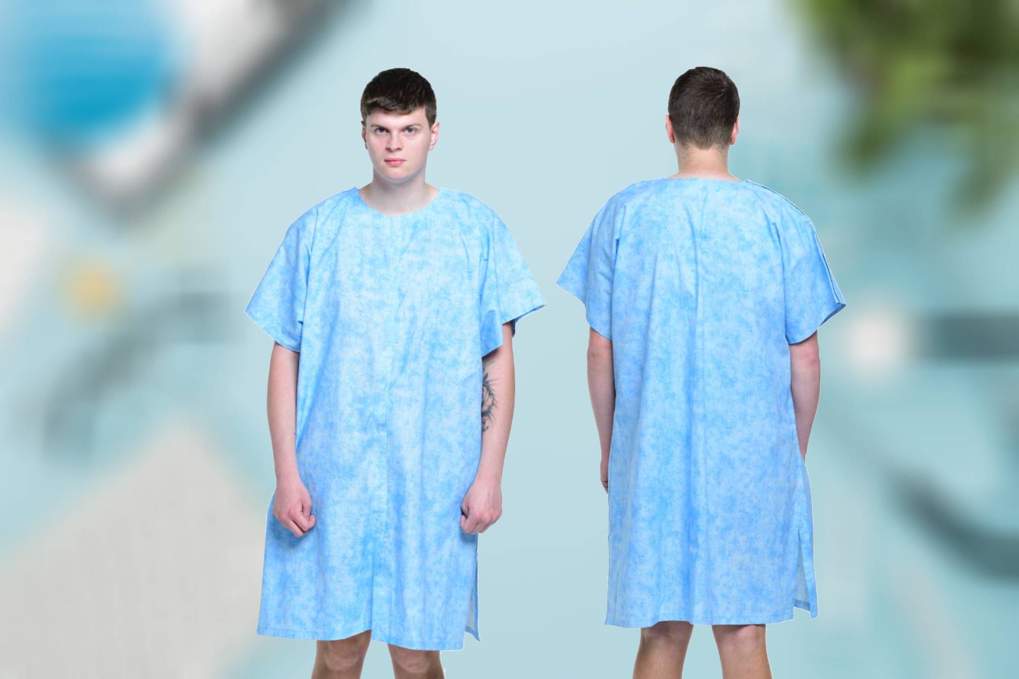 3 Pack - Blue Hospital Gown with Back Tie / Hospital Patient Gown with Ties  - One Size Fits All - Walmart.com
